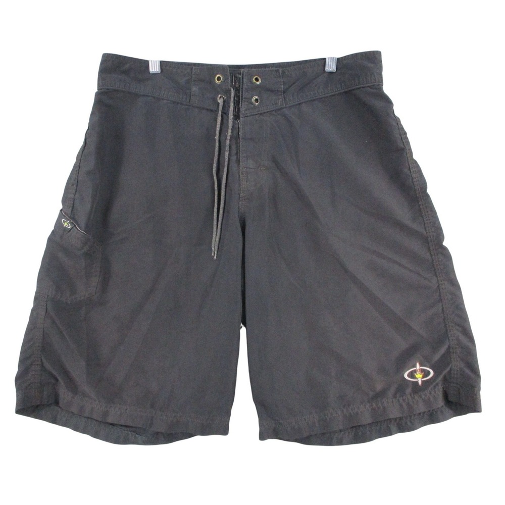 Lost Enterprises Mens Black Board Shorts Flame Logo Cargo Pocket Size 34